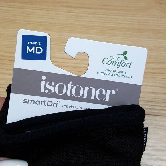 ISOTONER Gloves Mens Medium Black Touchscreen Water Repellent Plush Lined - Picture 5 of 7